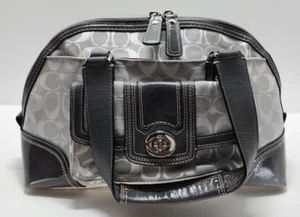 Coach Handtasche Damen grau Signatur G Leder Stoff Nieten an den unteren Taschen - Bild 1 von 24
