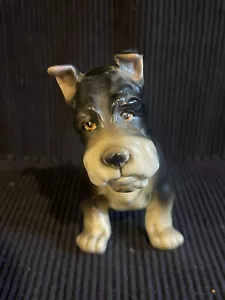VINTAGE LEFTON SCHNAUZER DOG JAPAN PORCELAIN SITTING PUPPY FIGURINE 4.5" - Picture 1 of 9