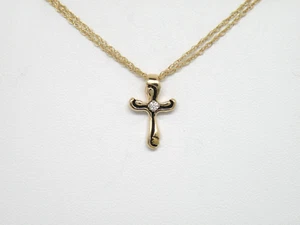 Genuine 14k Gold,  Natural gold nuggets, Diamond,  Cross Pendant   New - Picture 1 of 9