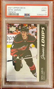 Tarjeta de novato 2021 Upper Deck #745 Seth Jarvis Young Guns radiocontrol francés PSA 9 - Imagen 1 de 2