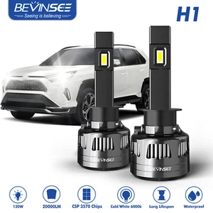 BEVINSEE V45 H1 LED Headlight Bulbs Single Beam Foglight 120W 22000LM White Lamp - Picture 1 of 9