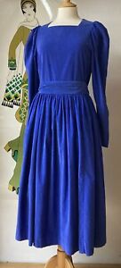 🪻Vintage 80s Laura Ashley Modern Size 10 12 Cornflower Blue Needlecord Dress 🪻