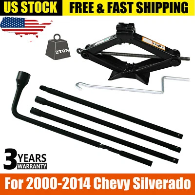 For 2000-2014 Chevy Silverado 1500 2500 3500 Spare Tire Tool Kit + Scissor Jack - Image 1 of 4