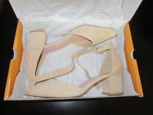 FISACE Womens Low Mid Square Heel Ankle Strap Sandal Size 8.5 Worn Once - Picture 1 of 6