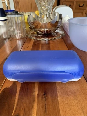 Tupperware Eierbox Kombus 10xEier,Brotbox Aufbewahrung Dose Dunkelblau/ Weiß, - Bild 1 von 4