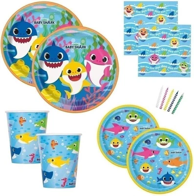 Baby Shark Theme Birthday Party Supplies Set for Boys or Girls - Serves 16 - Pla - Image 1 of 4