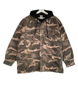 Dickies Duck Shacket Uomo XL Marrone Mimetico Cappuccio Abbigliamento da Lavoro Utility Overshirt - Foto 1 di 12