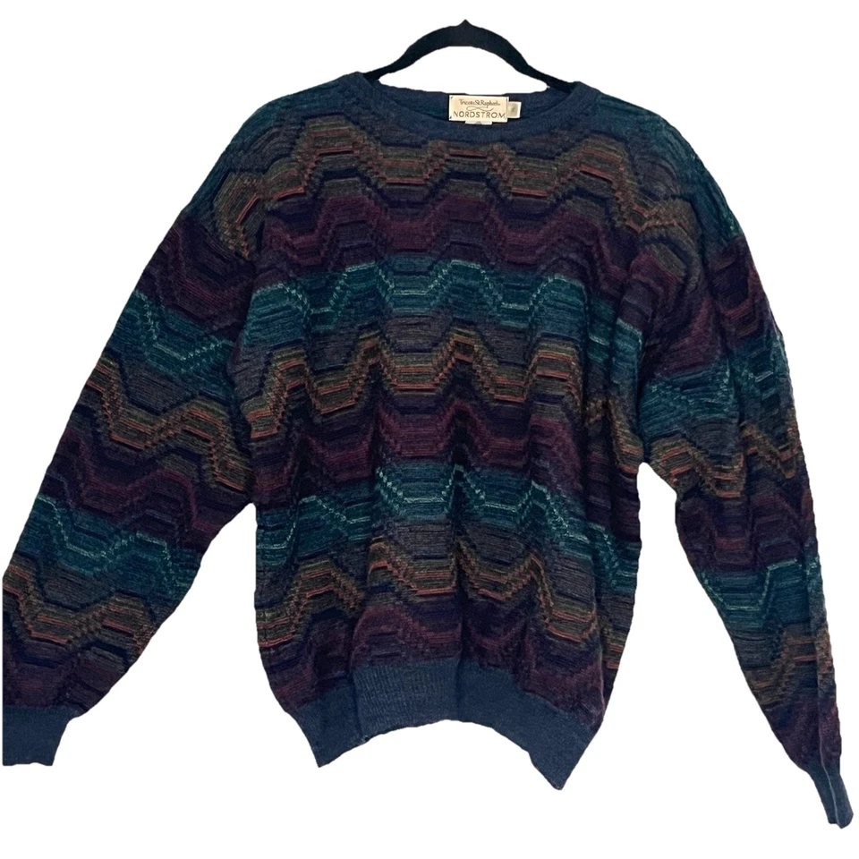 Triscots St Raphael Vintage Geo 3D Grandpa Sweater Pull Over Mens Size XL Merino - Image 1 of 4