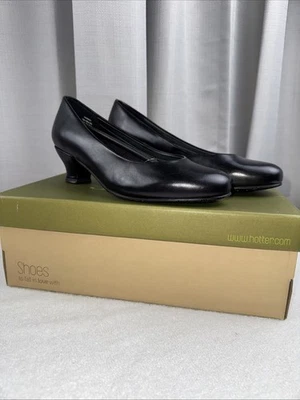 Zapatos de tacón de cuero negro Hotter Comfort Concept para mujer talla 7,5 Shimmy ¡Nuevos! Foto 1 de 4