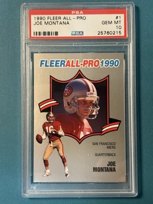 Fleer All Pro #1 Joe Montana 1990 PSA 10 gemas como nuevo Foto 1 de 2
