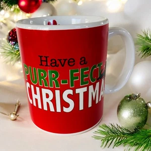 New Ceramic 16 oz Purrfect Christmas Black Cat Kitty Kitten Lover Tea Coffee Mug - Picture 1 of 2