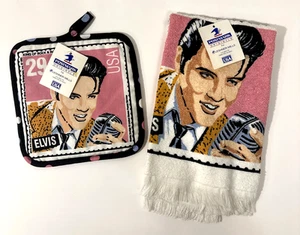 Juego de 2 piezas de sello de cocina de Elvis Presley soporte y toalla música rock n roll NUEVO - Imagen 1 de 9