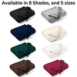 Luxury Waffle Indian Cotton Sofa/Bed Settee Couch Throw , 5 Sizes & 8 Colours - Picture 1 of 33