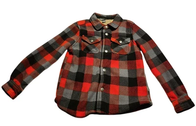 Jaqueta de Lã Eddie Bauer Sherpa Forrada Snap Front Vermelha Preta Xadrez Infantil Tamanho 6/7 - Imagem 1 de 4