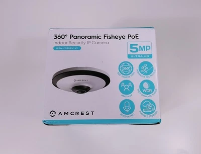 Amcrest 5MP IP Camera POE Security Indoor Dome IP5M-F1180EW 360° Indoor Fisheye - Image 1 of 4