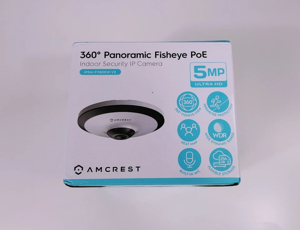 Amcrest 5MP IP Camera POE Security Indoor Dome IP5M-F1180EW 360° Indoor Fisheye