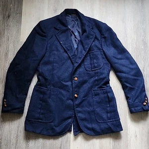 Vintage Ballantyne 100% schwere Wolle dunkelblau Blazer Jacke/Sportmantel Gr. 40/Med - Bild 1 von 16