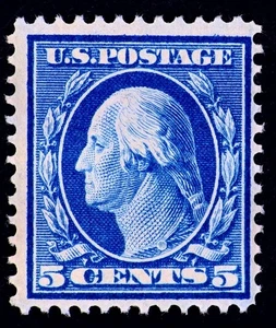 LSS US Scott #335 1908 5c blau Washington postfrisch ss og - Bild 1 von 2