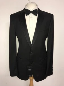 HUGO BOSS - Mens BLACK WOOL TUXEDO JACKET - 44 Long - BNWT - BEAUTIFUL - Picture 1 of 11
