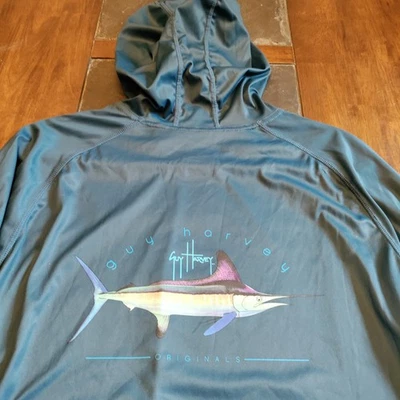 Guy Harvey LG Dri-fit Sudadera con Capucha Camisa Manga Larga Foto 1 de 4