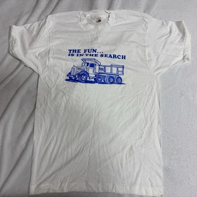 Vintage Blue Diamond Builders Dump Truck The Fun Is In The Search Shirt Size XL - Image 1 of 4