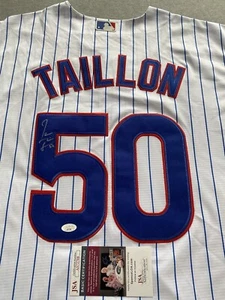 CHICAGO CUBS- JAMESON TAILLON AUTOGRAPH #50 PINSTRIPE NIKE JERSEY JSA AS72788 - Picture 1 of 6