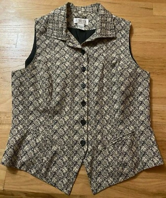Finity Womens Collared Button Up 100% Acetate, Silk, Vest Jacket Size 14 Vintage - Image 1 of 4
