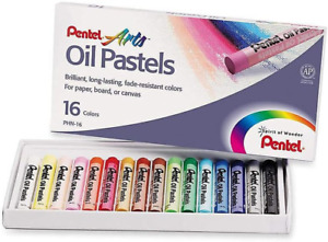 Pentel Arts Oil Pastel Set, 5/16 X 2-7/16 Inch, Assorted Colors, Set of 16