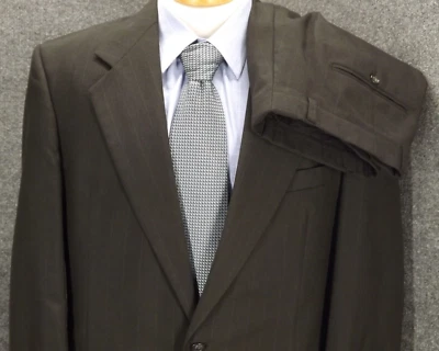Kilburne and Finch Mens Suit 42L Charcoal Stripe 34x29.5 Pant Wool Blend 2 Btn - Image 1 of 4
