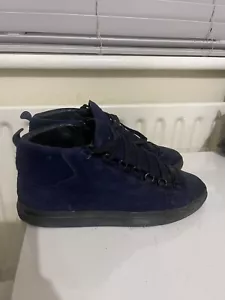 Sneakers Balenciaga Arena in velluto blu navy alte taglia 42 - Foto 1 di 11
