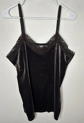 Susan Graver Essentials Velvet Tank with Adjustable Straps Brown Size Large - Image 1 of 4