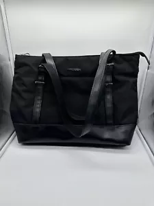 KROSER Laptop Tote Bag-Black-Teal Lining - Picture 1 of 13