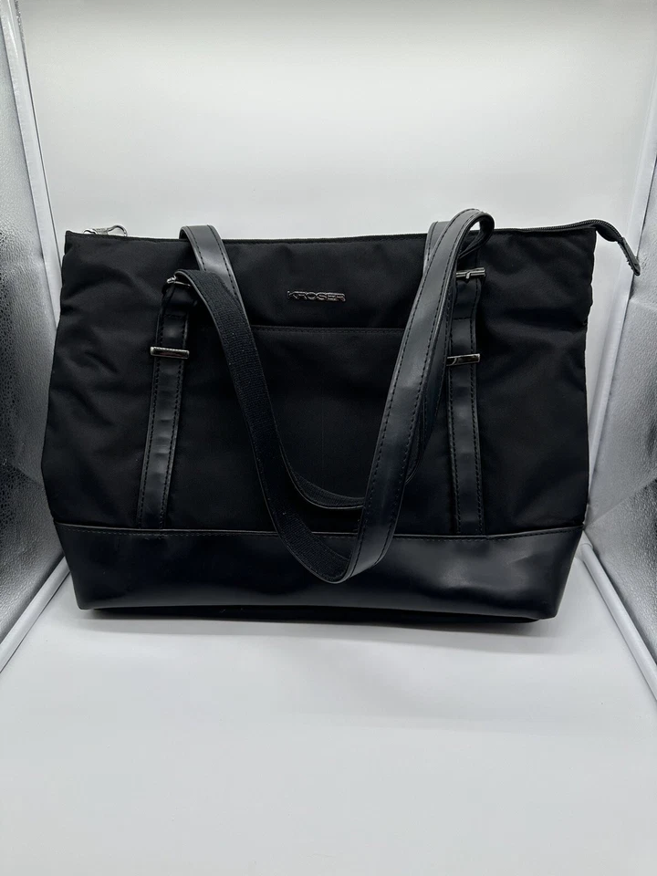 KROSER Laptop Tote Bag-Black-Teal Lining - Image 1 of 4