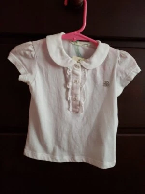 Nuevo con etiquetas Polo Benetton Bebé Infantil Niñas Blanco Talla 6-9 Meses Foto 1 de 4