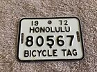 1972 Honolulu Bicycle License Plate 