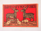 2 SPOTTED DEER with RATS or MICE SAFETY MATCHES MATCH BOX LABEL c1900s JAPAN