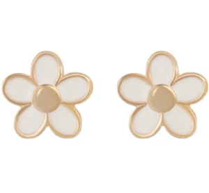 New Marc Jacobs Stud White Flower Earrings Gold Tone Free Shipping - Picture 1 of 4