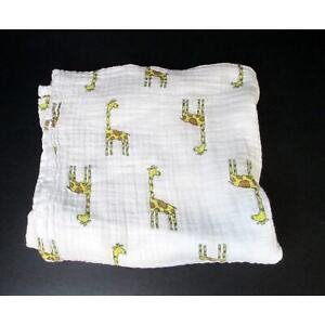Aden Anais Baby Swaddle Blanket Giraffe Muslin Cotton White Yellow Brown