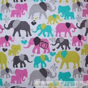 BonEful Fabric Cotton Quilt Gray Elephant Zoo Flower Baby Animal Print NEW SCRAP - Picture 1 of 9