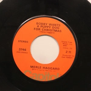 45 Merle Haggard - Bobby Wants A Puppy Dog For Christmas / If We Make It Through - Picture 1 of 2