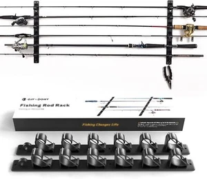 Wall Mount Fishing Rod Holders Horizontal/Ceiling Fishing Pole Storage Rack New - Picture 1 of 2