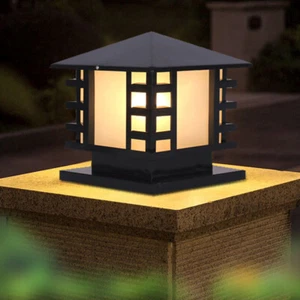 Retro Pillar Light Garden Light Patio Yard Gate Post Lamp Outdoor Waterproof US - Picture 1 of 16