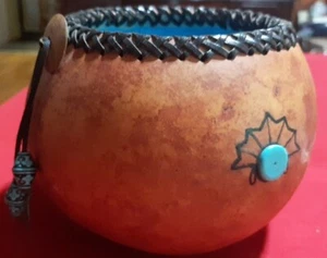 Hand Painted Gourd Native American STYLE SIGNED.  Estate Find - With BONUS - Picture 1 of 8