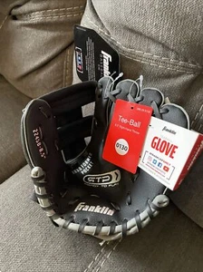 Franklin Sports RTP 8.5" Teeball Glove Black/Silver Right Handed Throw - Picture 1 of 13
