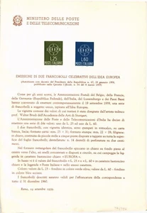 Italia 1959 Europa documento CEPT che annuncia l'emissione con i francobolli stampati - Foto 1 di 2