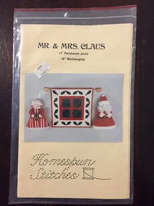 Vtg 80s Mr Mrs Santa Claus Patchwork Dolls Wallhanging Sewing Pattern Christmas - Picture 1 of 3