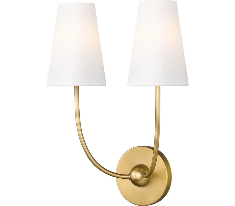 Z-Lite 3040-2S-RB Shannon Wall Sconce, 2-Light 120 Total Watts, Rubbed Brass - Image 1 of 1