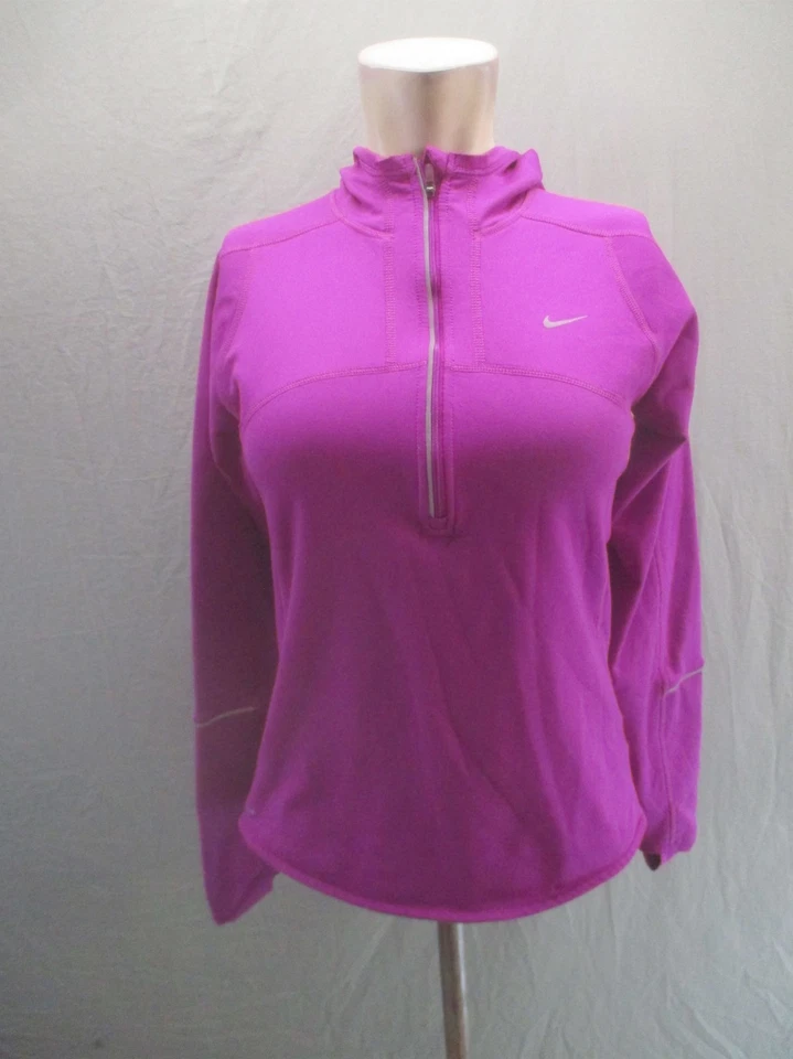 Nike Talla S Mujer Púrpura Cálido Vellón 1/2 Cremallera Capucha Ropa Activa Pull Over 358 Foto 1 de 4