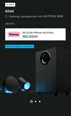 Logitech G560 Lautsprecher RGB LIGHTSYNC DTS:X Subwoofer PC (WIE NEU) AMBILIGHT - Bild 1 von 4