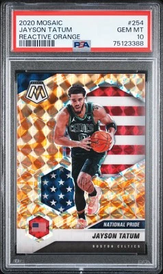 2020 PANINI MOSAIC REACTIVE ORANGE #254 JAYSON TATUM PSA 10 - Image 1 of 2
